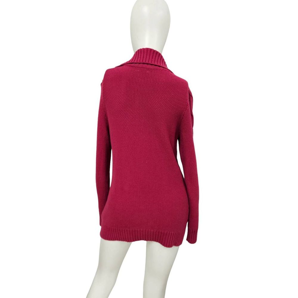L.l. Bean Fuscia Pink Toggle Cableknit Cardigan Medium - Picture 5 of 8